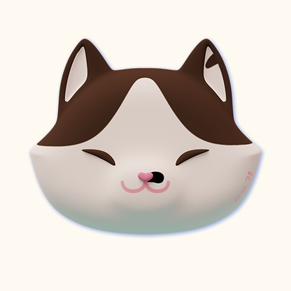 Cute cartoon cat face design on a white background